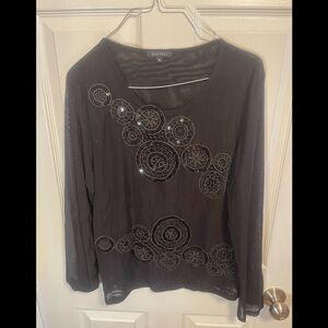 Panitti black sheer sequined top sz XL